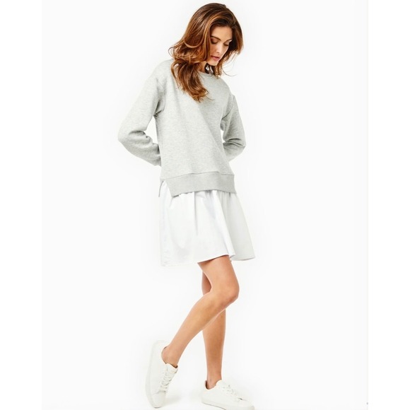 Addison Bay Dresses & Skirts - Addison Bay Harper Dress Gray White Mixed Media Sweatshirt Dress | Small